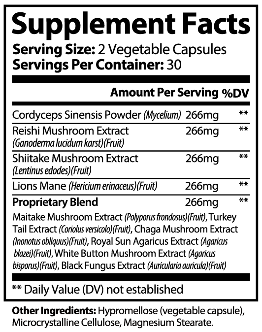 Mushroom Complex 10X Capsules – Immune, Focus & Vitality Support