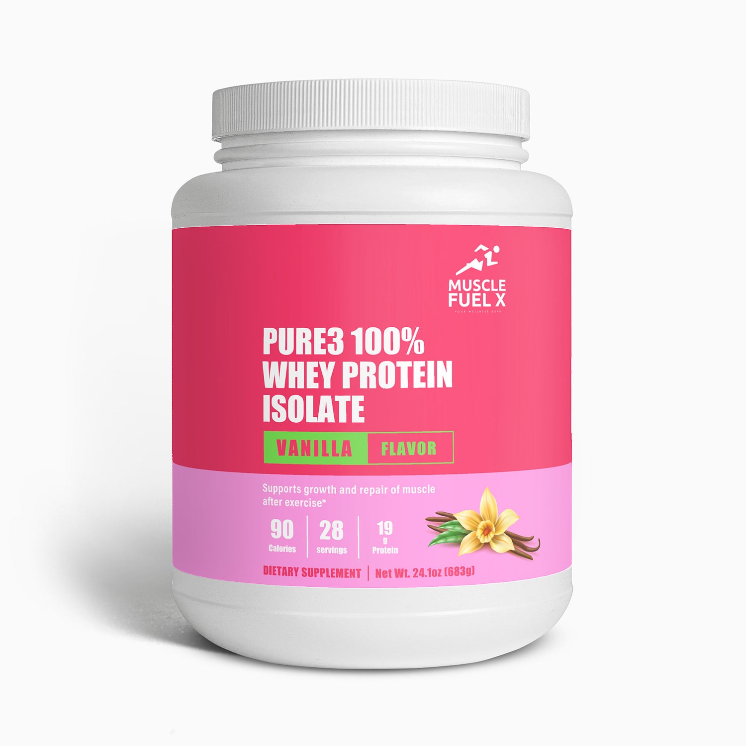 Pure3 100% Whey Protein Isolate – Vanilla Flavor for Muscle Repair & Growth