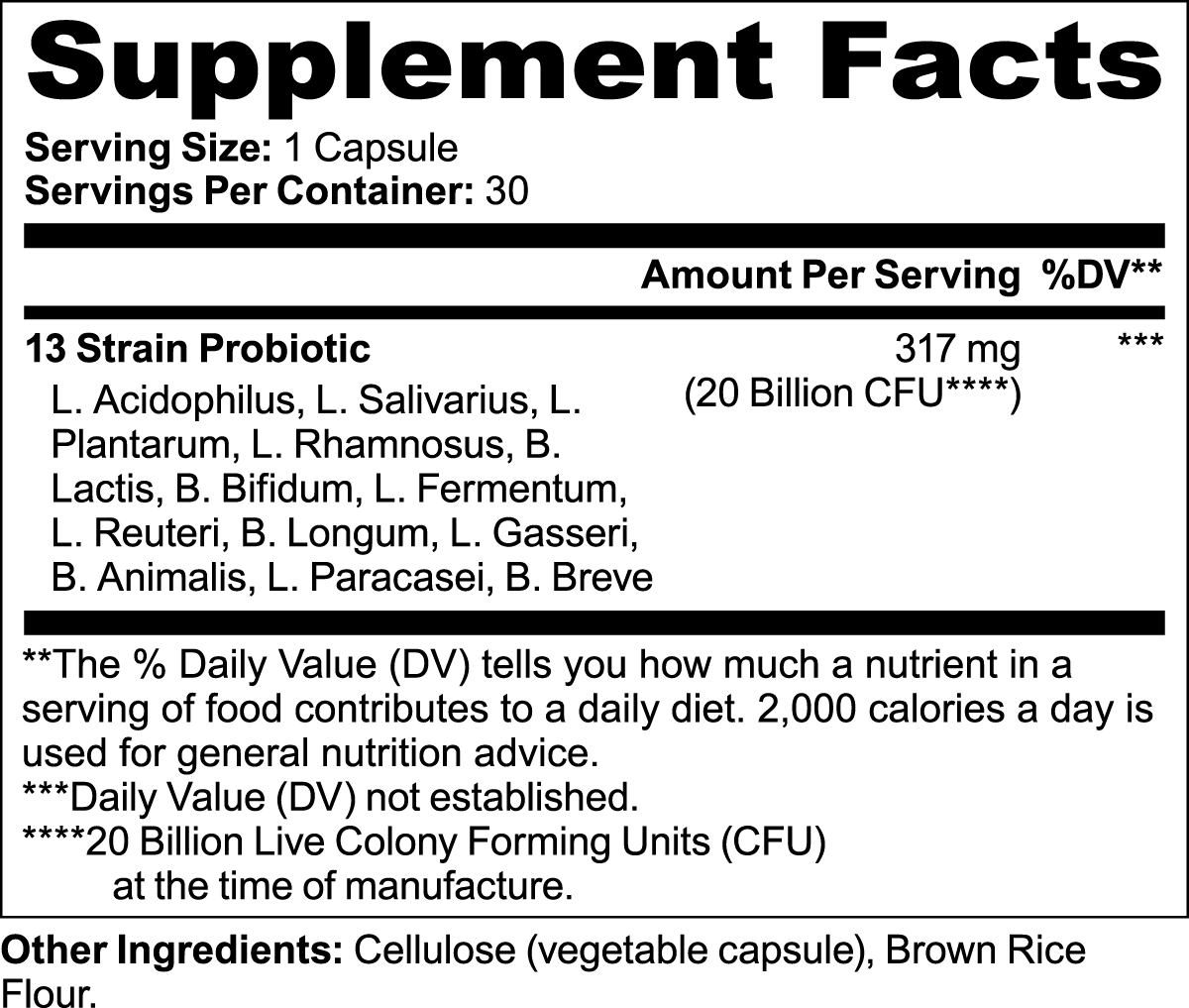 Probiotic 20 Billion CFU Capsules – Digestive & Immune Support