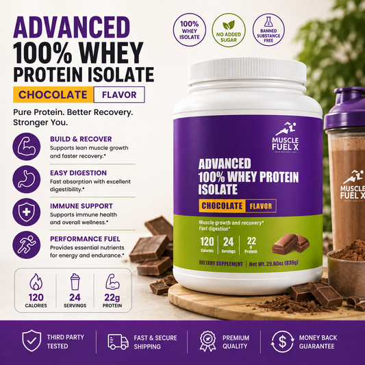Advanced 100% Whey Protein Isolate (Chocolate) – Supports Muscle Growth & Recovery with Fast Digestion