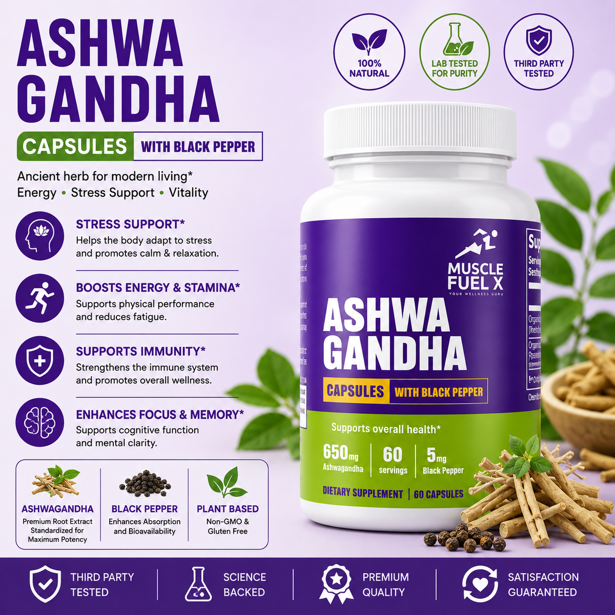 Ashwagandha with Black Pepper Capsules | Stress & Overall Wellness Support