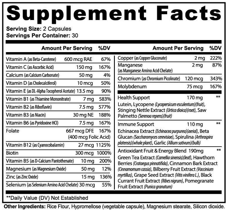 Complete Multivitamin Capsules – Daily Immune & Prostate Support