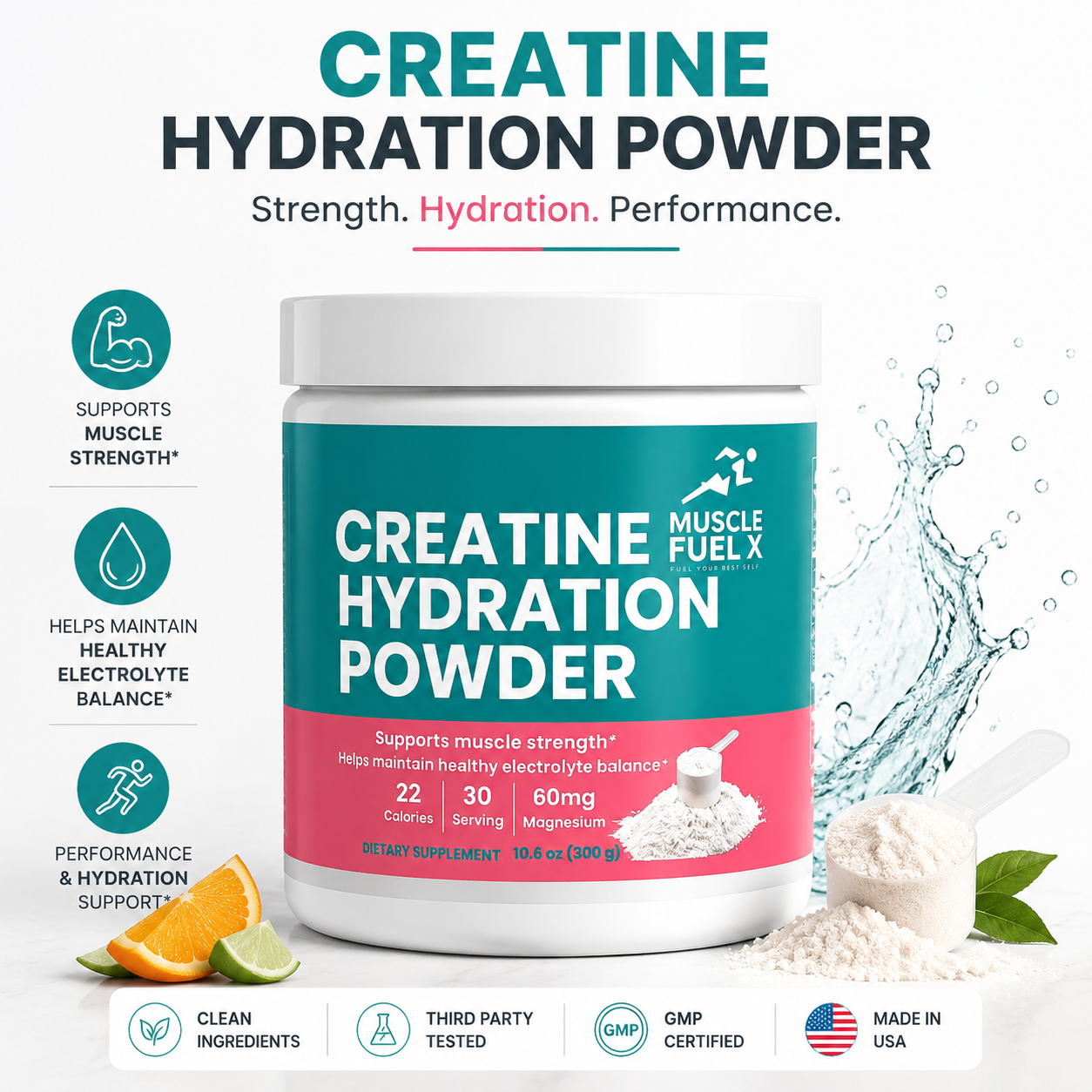 Creatine Hydration Powder – Supports Muscle Strength & Healthy Electrolyte Balance