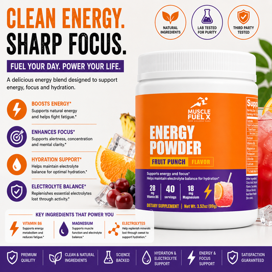 Energy Powder (Fruit Punch) – Energy, Focus, Supports Hydration & Electrolyte Balance