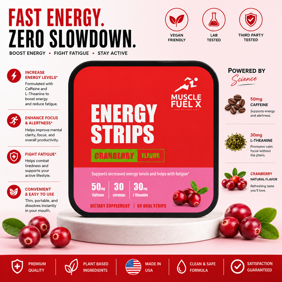 Energy Strips (Cranberry) – Boosts Energy & Fights Fatigue