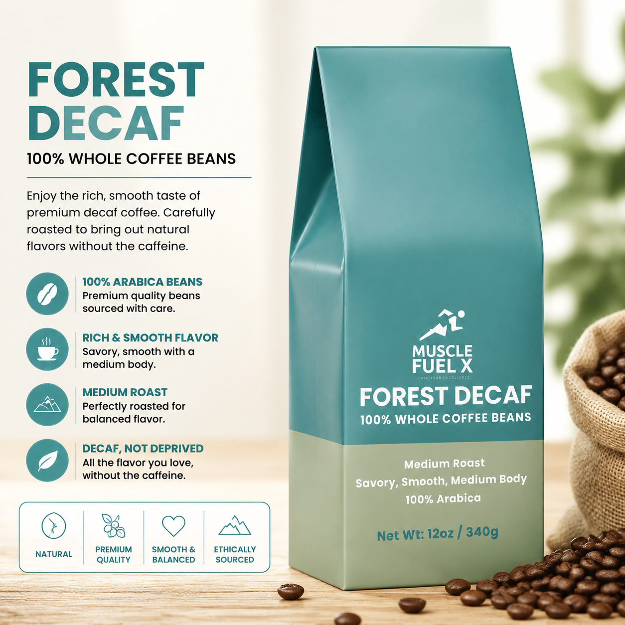 Forest Decaf Coffee (Medium Roast) – 100% Arabica Whole Bean Coffee