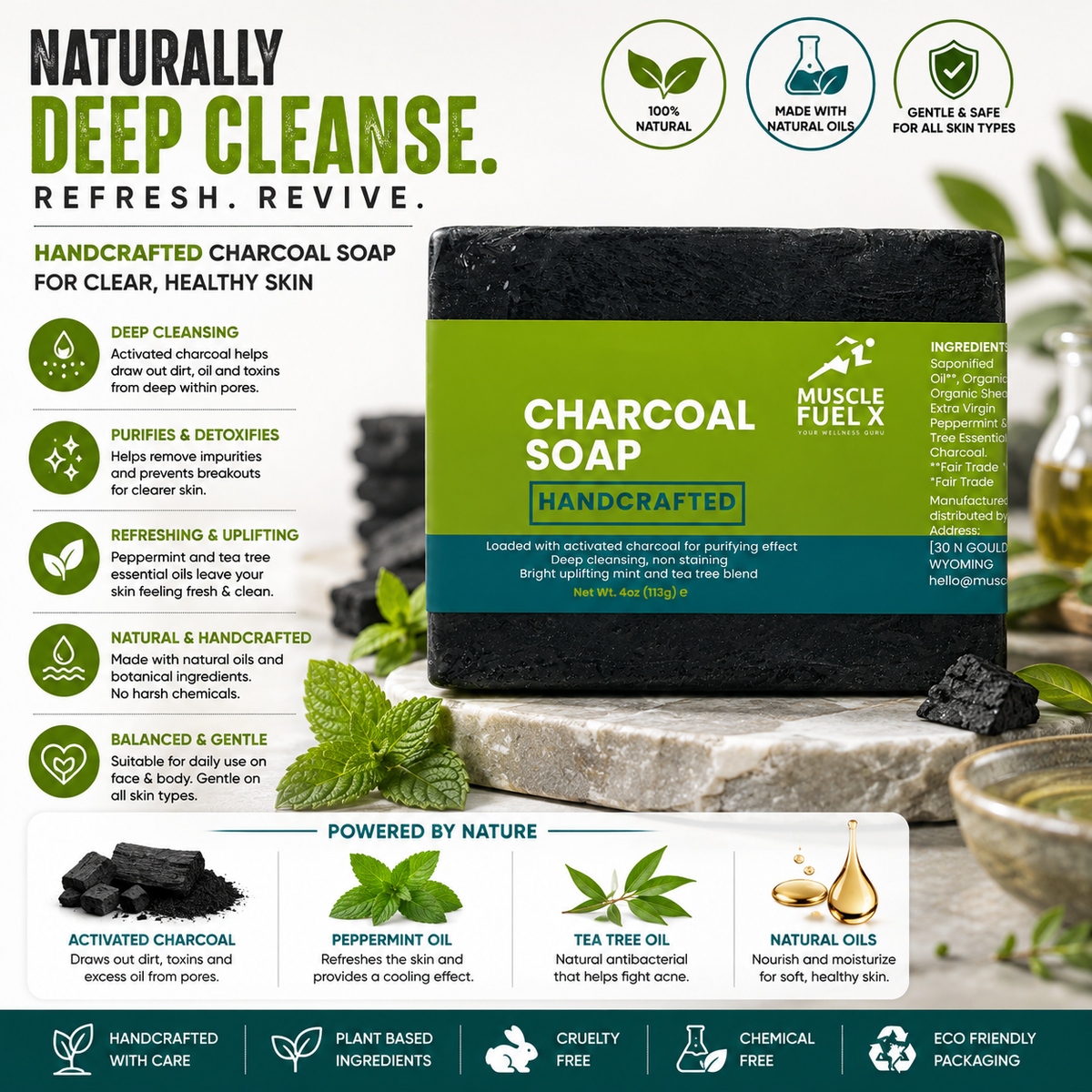 Handcrafted Activated Charcoal Soap – Deep Cleansing & Purifying Care