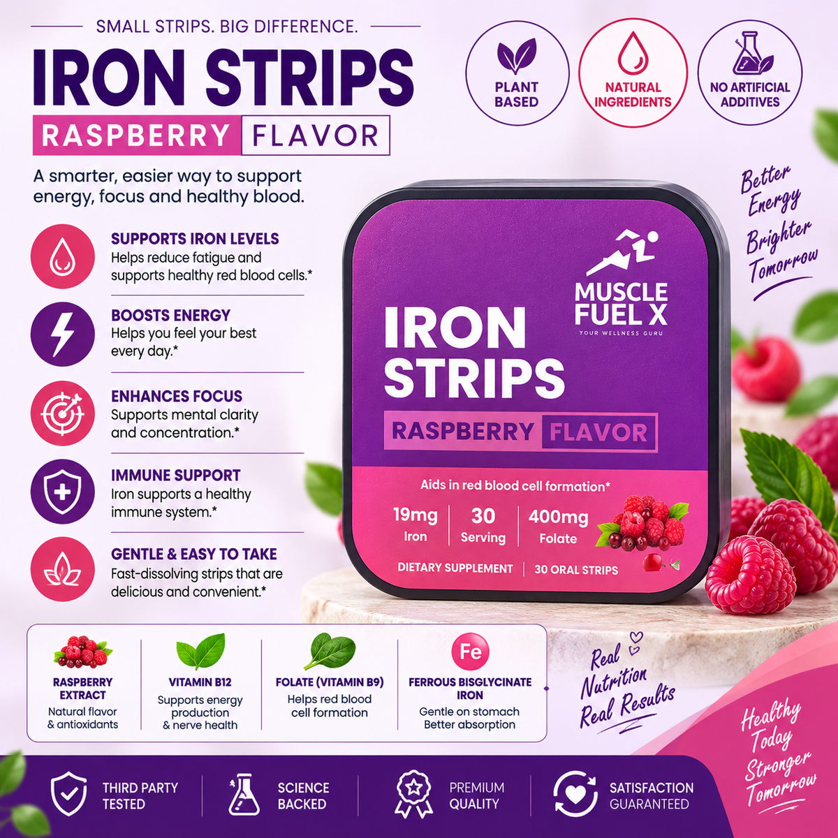 Iron Strips (Raspberry) – Red Blood Cell & Energy Support