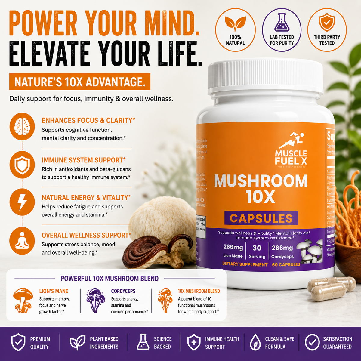 Mushroom Complex 10X Capsules – Immune, Focus & Vitality Support