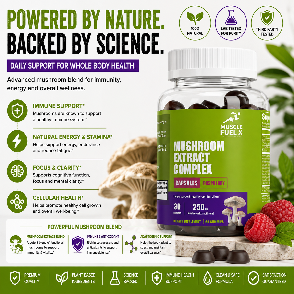 Mushroom Extract Complex (Raspberry) – Helps Support Healthy Cell Function