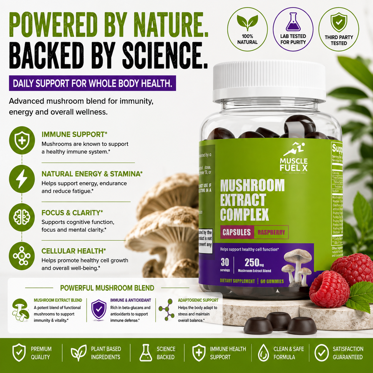 Mushroom Extract Complex (Raspberry) – Helps Support Healthy Cell Function