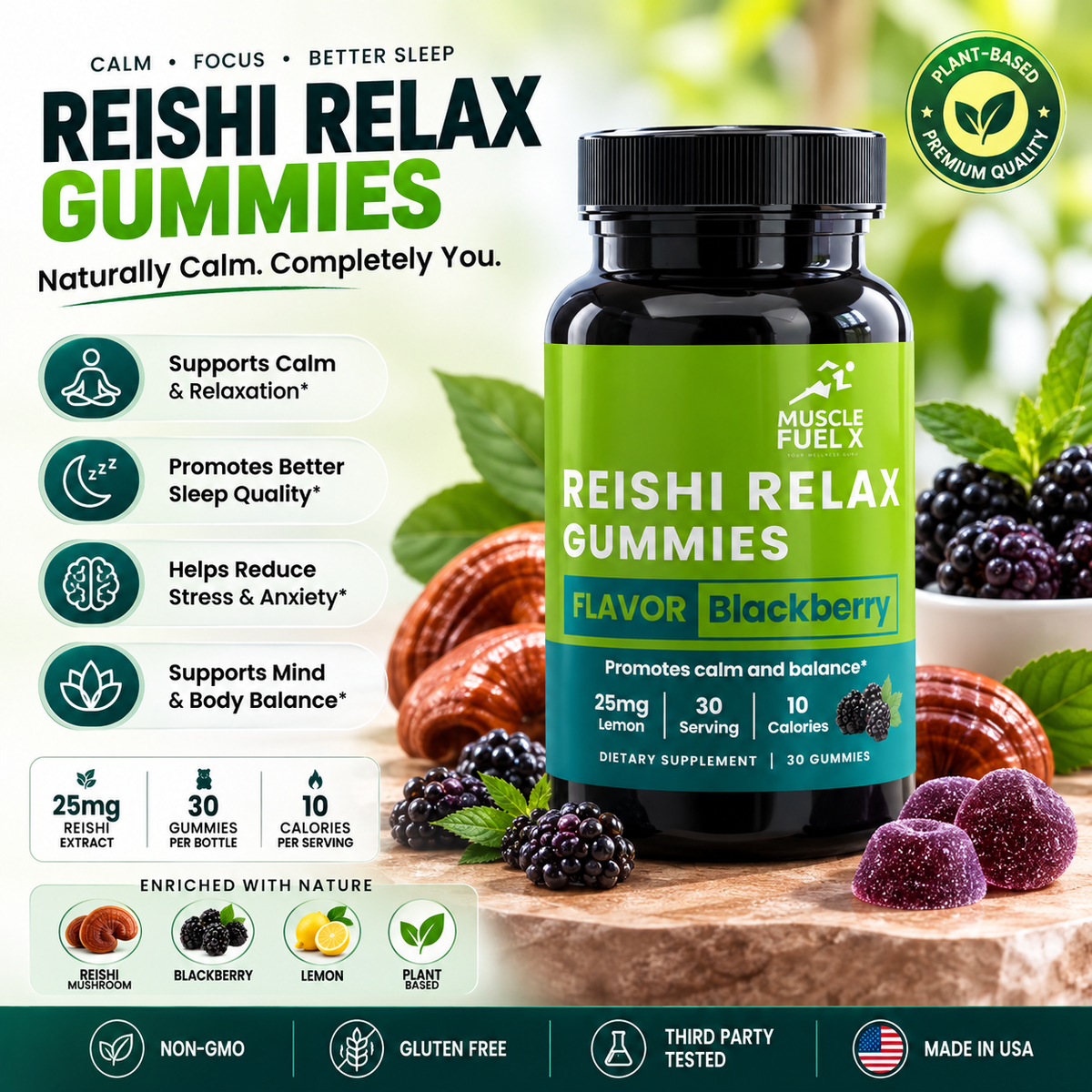 Reishi Relax Gummies (Blackberry) – Promotes Calm & Balance